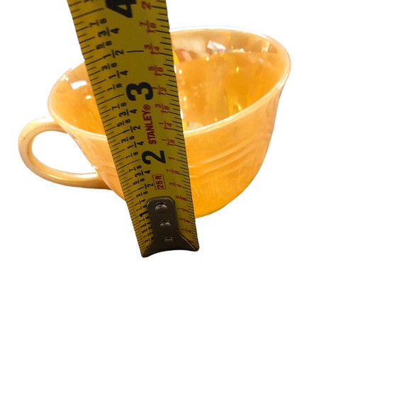 FIRE KING Anchor Hocking Cup & Bowl Peach Lustre EUC Ware Glass Block Letters - Picture 10 of 10